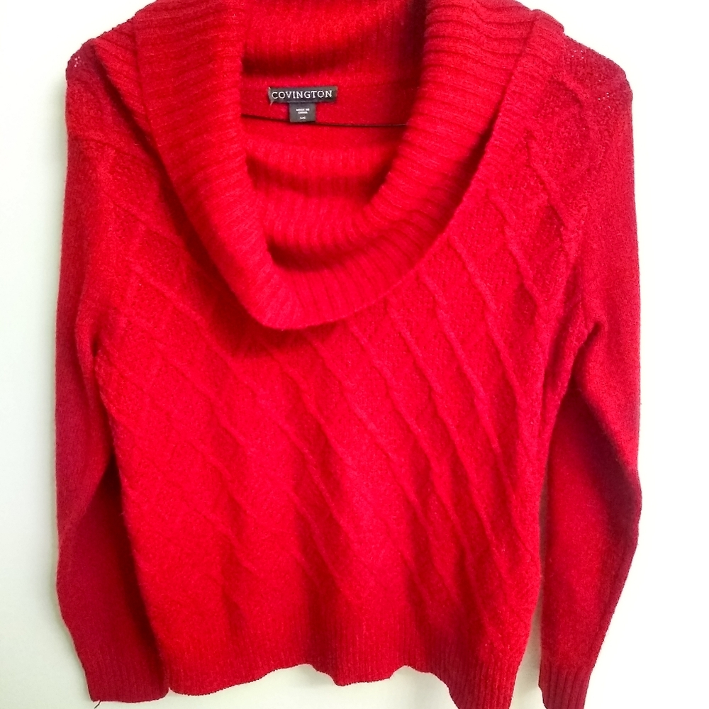 💕Covington Cable Knit Red Turtleneck sweater Sz Lg